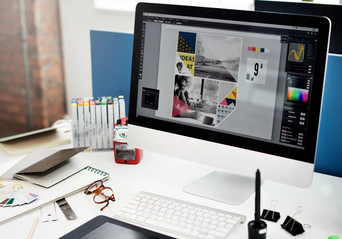 Graphic designer creating brand artwork and logo concepts