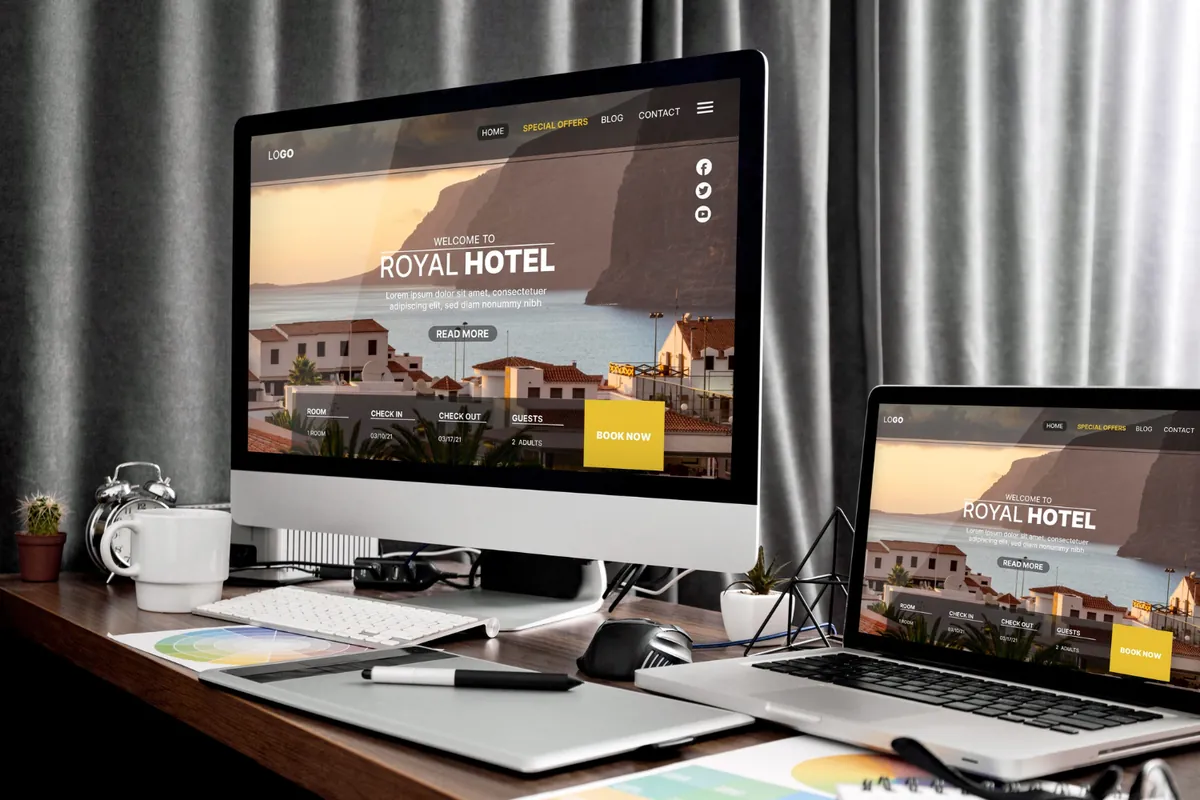 Responsive business website shown on a laptop screen